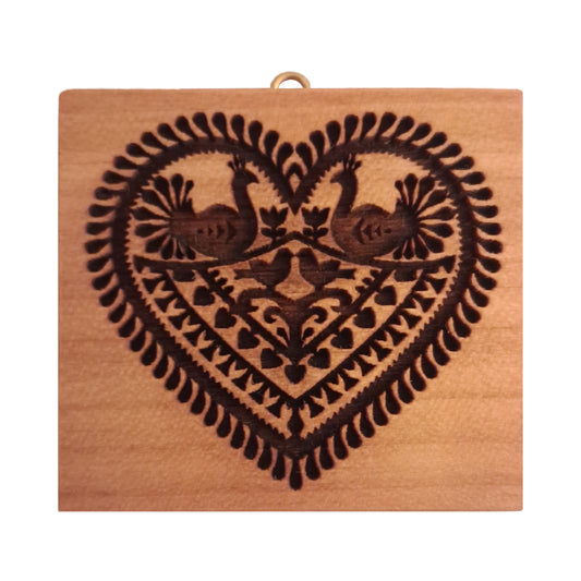 Herz Folklore Muster mit Hähnen (300)